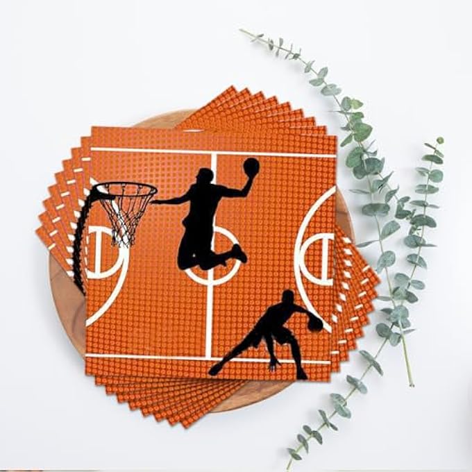 PACK OF 20 BASKETBALL BIRTHDAY PARTY PAPER NAPKINS IT'S PLAYTIME BASKETBALL PARTY THEME DISPOSABLE NAPKINS SPORTS THEME - Image 5